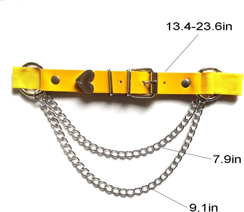 Lockban Adjustable Heart-Shaped Thigh Garter 2 Pieces Punk Leather Garter Belts Leg Garter with Chains Body Accessories - Image 4